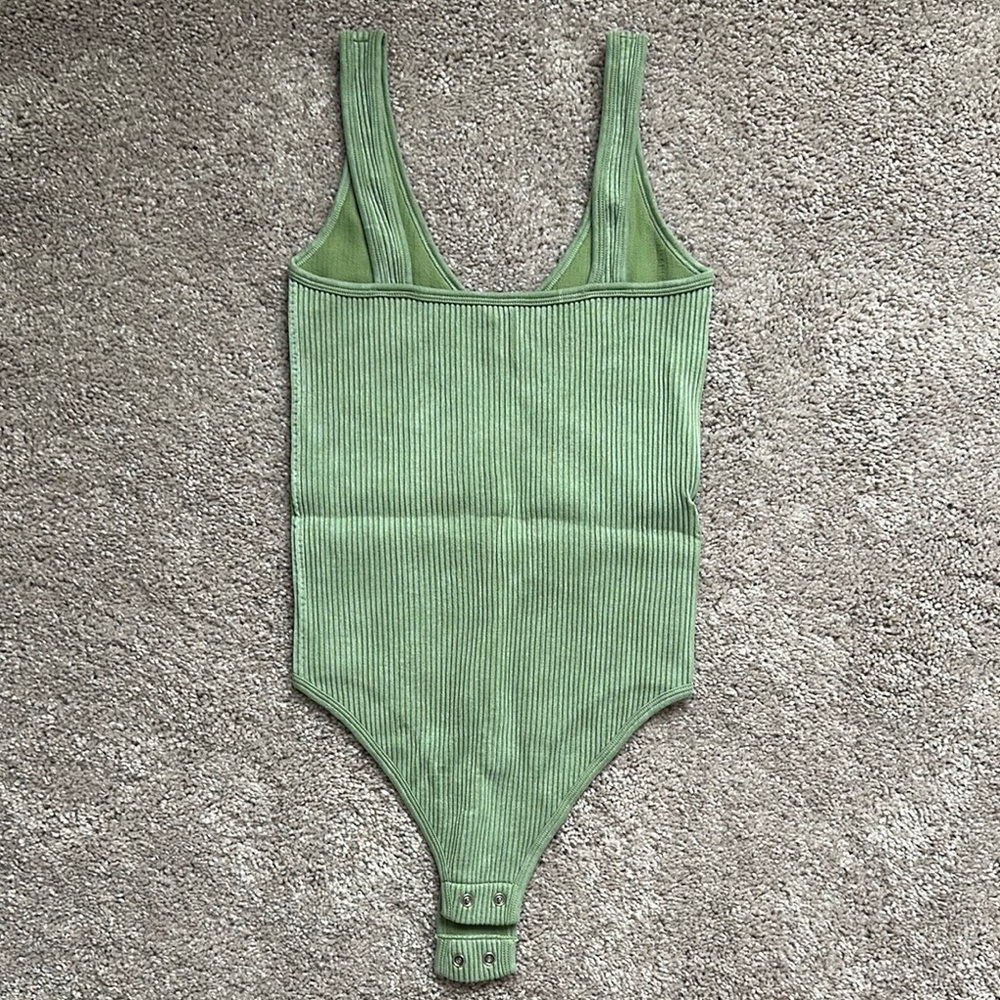 Green Ribbed Kids One Piece - Picture 4 of 4